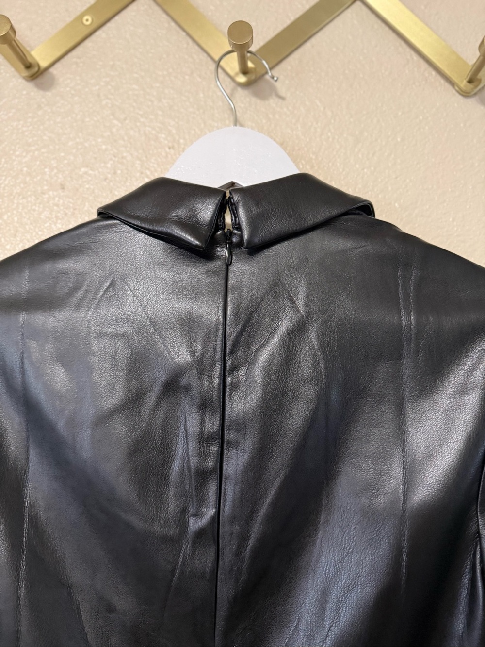 Amanda Uprichard Sloane Long Sleeve Faux Leather Minidress in Black size medium - Picture 9 of 9